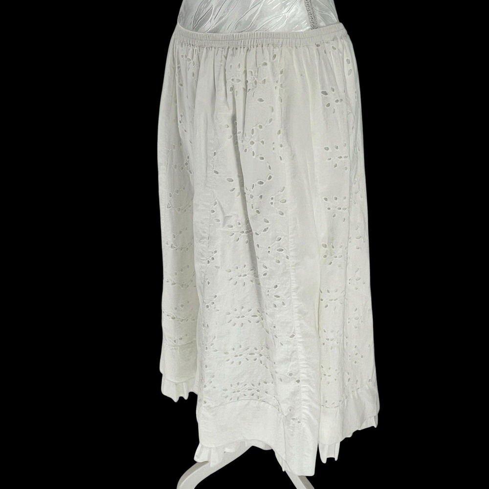 Talbots Sz 1X Eyelet Midi Skirt 100% Cotton Elastic Waist Lined Boho Cottagecore